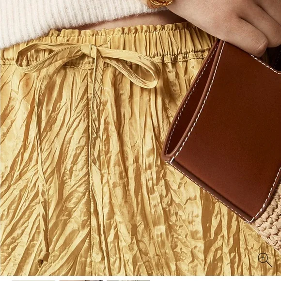J. Crew Soleil Pant in Crinkled Viscose Honey Brown Gold NWT Size Medium - Picture 2 of 10